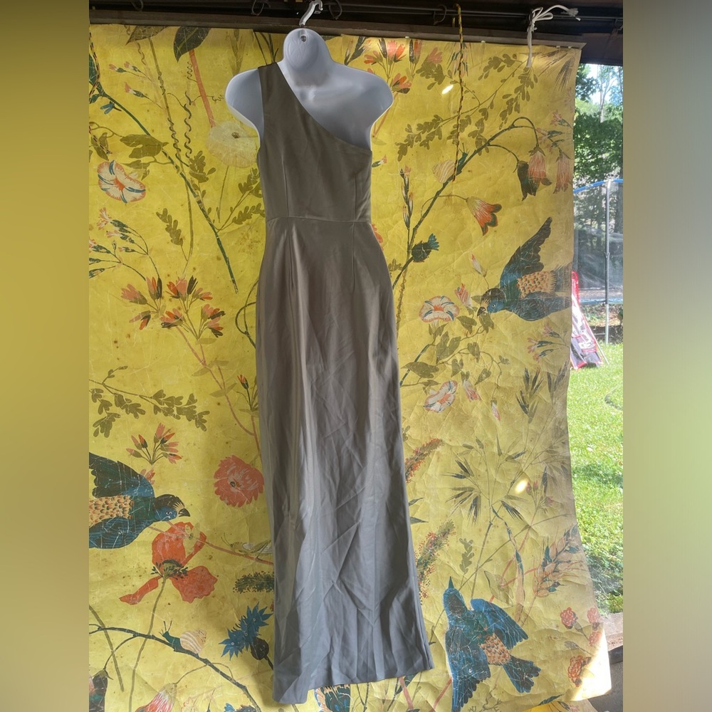 BHLDN Dylan One-Shoulder Satin Side-Slit Gown - Picture 5 of 7